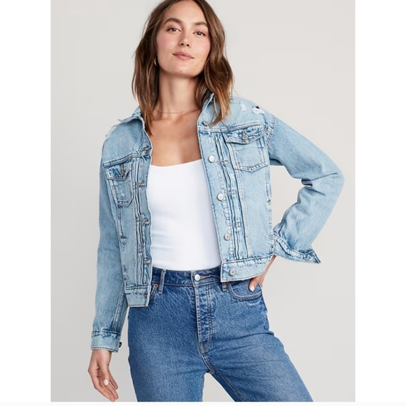 Old Navy Jackets & Blazers - distressed blue denim jacket from the brand Old Navy